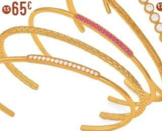 Le Manège à Bijoux E.Leclerc Bracelet jonc en plaqué or et oxydes de zirconium, diamètre petit modèle (15)