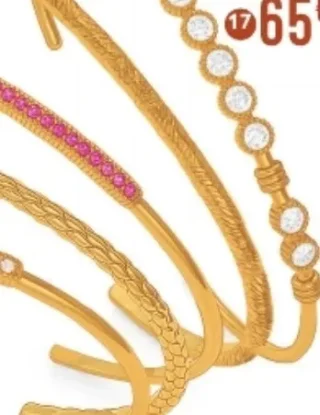 Le Manège à Bijoux E.Leclerc Bracelet jonc en plaqué or et oxydes de zirconium, diamètre petit modèle (17)