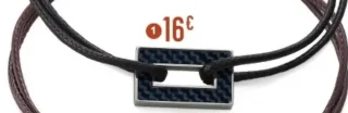Bracelet en acier, cordon et carbone noir