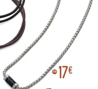 Collier en acier et carbone noir, 50 cm
