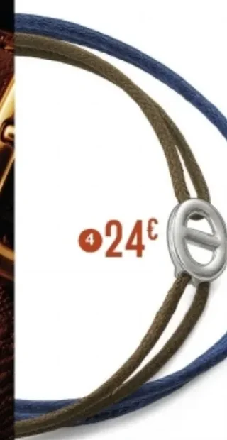 Bracelet en argent rhodié et cordon