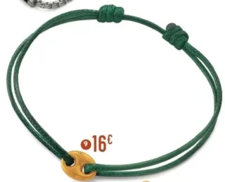 Bracelet en acier doré et cordon