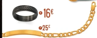 Bracelet identité en acier doré, 21 cm