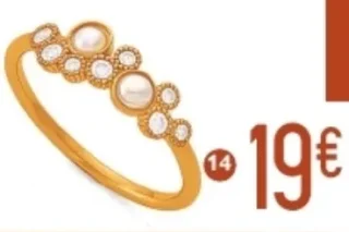 Bague en laiton doré, perles d'imitation et oxydes de zirconium le manège à bijoux