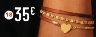 Bracelet en acier doré et cuir de chèvre, fermoir aimant le manège à bijoux