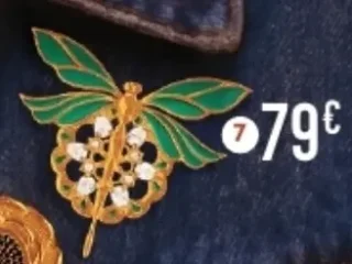 Broche en plaqué or, oxydes de zirconium et laque Le Manège à Bijoux