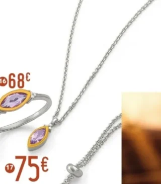 Collier améthyste et oxydes de zirconium Le Manège à Bijoux, 42 cm, or jaune et argent rhodié dont 0,13 g d'or