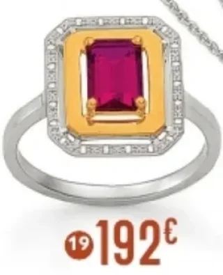 Bague rhodolite et oxydes de zirconium Le Manège à Bijoux, taille 54, or jaune et argent rhodié dont 0,64 g d'or