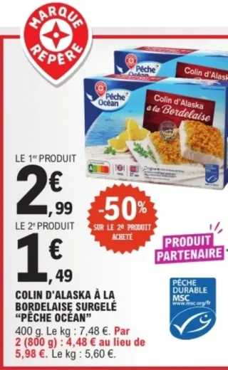 COLIN D'ALASKA À LA BORDELAISE SURGELÉ "PÊCHE OCÉAN"