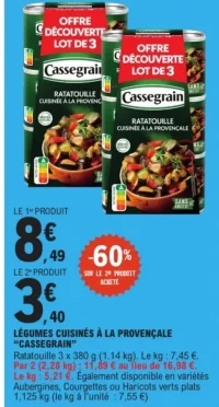 Légumes cuisinés à la provençale Cassegrain