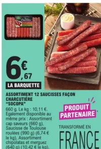 Assortiment 12 saucisses façon charcutière Socopa