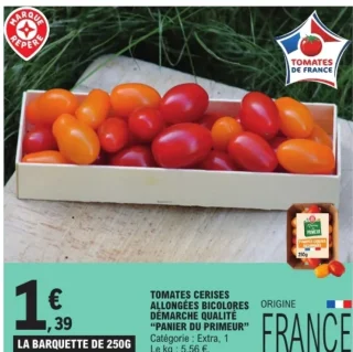 Tomates cerises allongées bicolores démarche qualité "Panier du Primeur"
