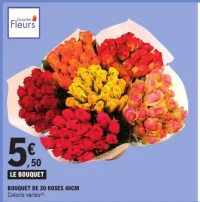 Bouquet de 20 roses 40cm Quartier Fleurs