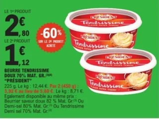 Beurre Tendrissime Doux 70% Mat. Gr. Président