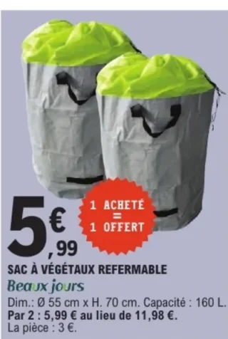 Sac à végétaux refermable Beaux Jours
