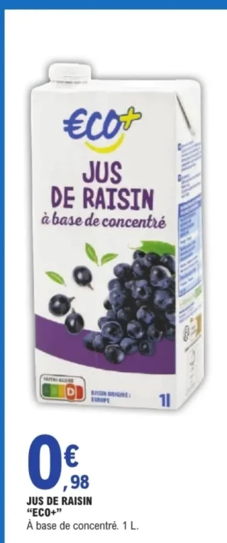 JUS DE RAISIN "ECO+" À base de concentré