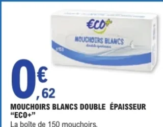 MOUCHOIRS BLANCS DOUBLE ÉPAISSEUR "ECO+"