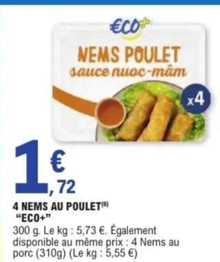 4 nems au poulet "Eco+"