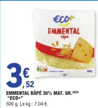 Emmental râpé 30% mat. gr. "Eco+"