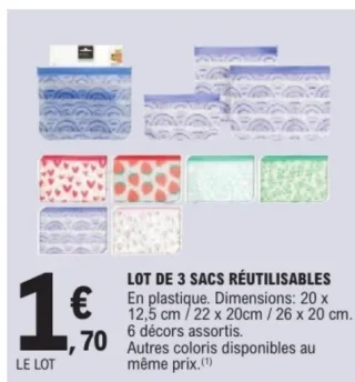 Lot de 3 sacs réutilisables