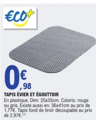 Tapis évier et égouttoir Eco+