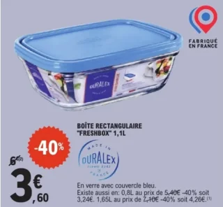 Duralex BOÎTE RECTANGULAIRE "FRESHBOX" 1,1L