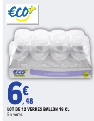 Eco+ LOT DE 12 VERRES BALLON 19 CL