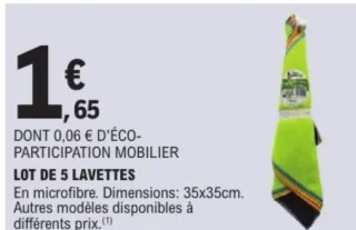Lot de 5 lavettes en microfibre