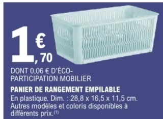 Panier de rangement empilable