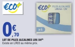 Lot de piles alcalines LR6 x4 Eco+