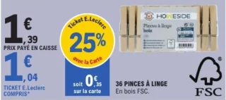 36 pinces à linge en bois Homeside