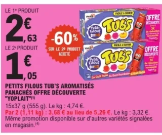 Petits Filous Tub's aromatisés Yoplait