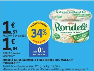 Rondelé Ail de Garonne & Fines Herbes 30% Mat. Gr. Président