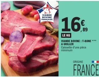 VIANDE BOVINE : T-BONE *** A GRILLER