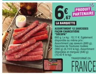 ASSORTIMENT 12 SAUCISSES FAÇON CHARCUTIÈRE "SOCOPA"