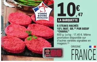 6 STEAKS HACHÉS 15% MAT. GR. PUR BŒUF "CHARAL"