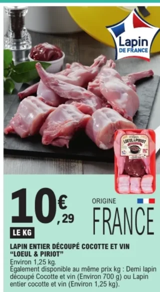 Lapin entier découpé cocotte et vin "Loeul & Piriot"