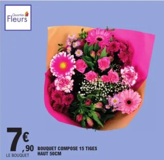 Bouquet composé 15 tiges haut 50cm Quartier Fleurs