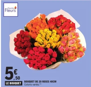Bouquet de 20 roses 40cm Quartier Fleurs