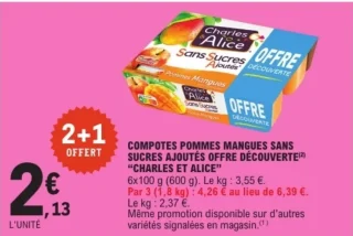 Compotes Pommes Mangues Sans Sucres Ajoutés Offre Découverte Charles et Alice