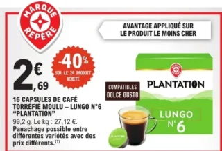 16 CAPSULES DE CAFÉ TORRÉFIÉ MOULU - LUNGO N°6 "PLANTATION"