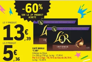 CAFÉ MOULU "L'OR" Intense ou Doux