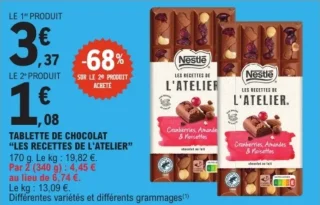 Tablette de chocolat "Les Recettes de l'Atelier" Nestlé