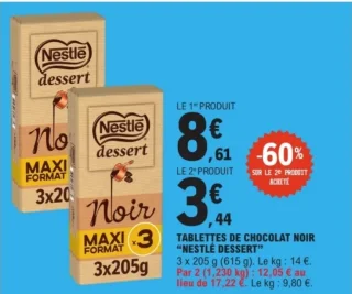 Tablettes de chocolat noir "Nestlé Dessert"