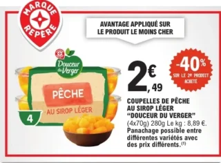 Coupelles de pêche au sirop léger Douceur du Verger
