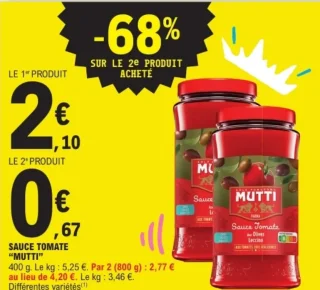 Sauce tomate "Mutti" (Aux Olives Leccino...)