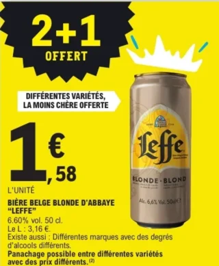 Bière belge blonde d'abbaye Leffe
