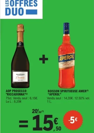 OFFRES DUO - AOP PROSECCO "Riccadonna" + BOISSON SPIRITUEUSE AMER "APEROL"