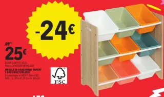 MEUBLE DE RANGEMENT ENFANT 9 BACS MULTICOLORES