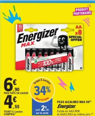 Piles alcalines Max x8 Energizer